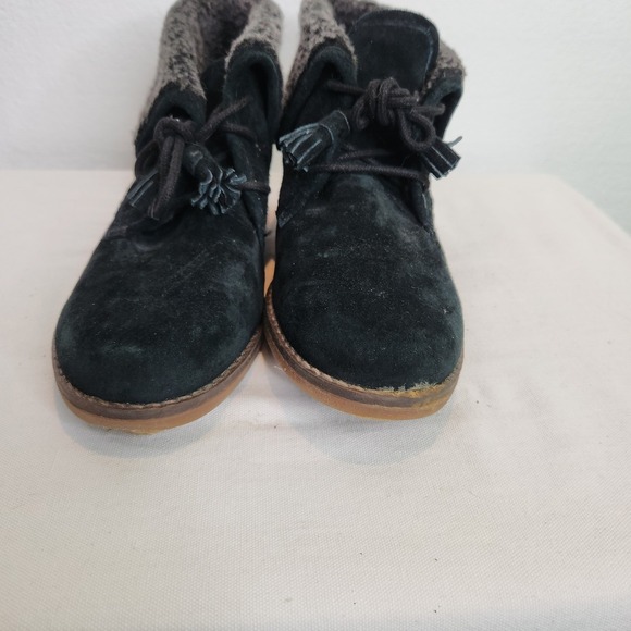 Hush Puppies Womens Black Suede Fleece Lined Ankle Boots Tassel Size 7.5 - Picture 6 of 9